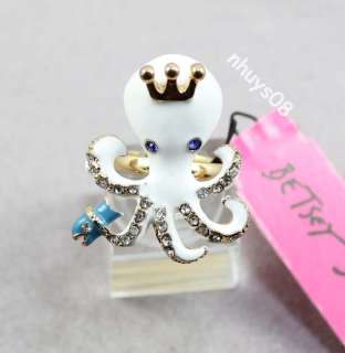 Free Ship Betsey Johnson octopus Earrings Necklaces ring set  