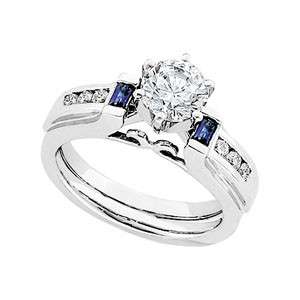 14K White Gold Diamond & Sapphire Enhancer Ladies Ring  