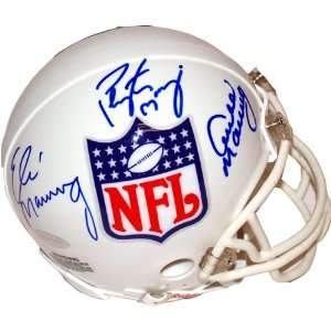  Archie, Eli & Peyton Manning Triple Signed NFL Logo Mini 