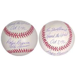  Ralph Branca & Bobby Thomson Autographed Baseball with 