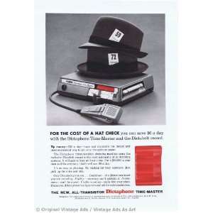  1959 Timemaster Dictaphone Hat Check Vintage Ad 