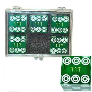  Set of 5 Green 19mm Birdseye Transparent Casino Dice 