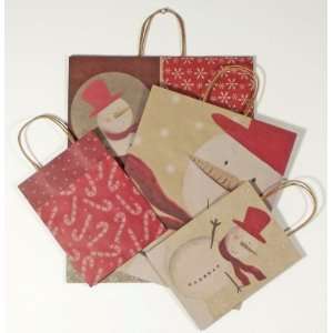  Snowman Christmas Paper Handle Gift Bags, Set of 8 Bags, 4 Different 