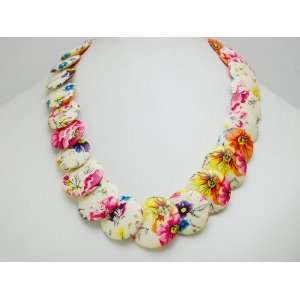   Flower Spring Fabric Printed Covered Fashionable Necklace Jewelry