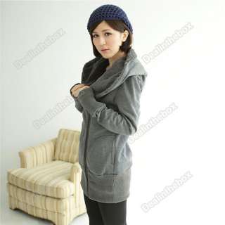 Korea Zip Up Womens Long Top Hoodie Coat Jacket Sweatshirt Outerwear 