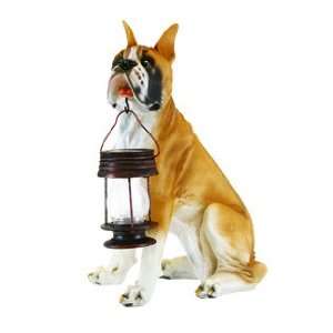  Boxer Dog With Lantern Solar Light Patio, Lawn & Garden