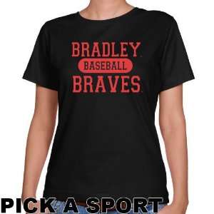  Bradley Braves Ladies Black Custom Sport Classic Fit T 