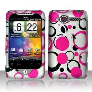  PINK DOTS Hard Rubber Feel Plastic Design Case for HTC Wildfire 