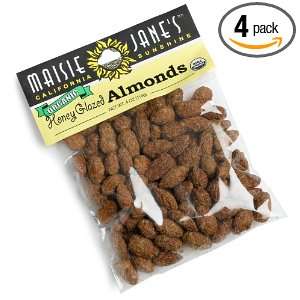 Maisie Janes Organic Honey Glazed Almonds, 4 Ounce Packages (Pack of 