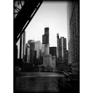  Chicago Cityscape River Print CHBW8348 5x7