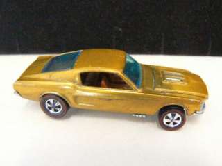 1967 Hot Wheels Redline Custom Mustang Metallic Gold Near Mint USA 