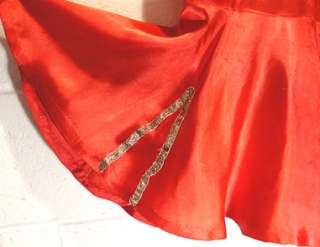   50s RED SATIN childs BAND DRUM MAJORETTE DRESS COSTUME 6X  