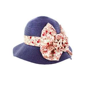  Faddism Stylish Women Summer Straw Hat Dark Blue Design 