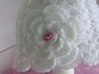 crocheted boutique baby girl hat pink rose photo prop christeni
