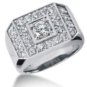  Round Brilliant Diamond Mens Ring in Platinum (1.07cttw, F 