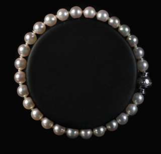 Mikimoto 18k White Gold Diamond Pearl Bracelet  
