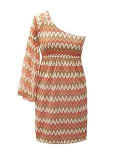 NWT Judith March One Sleeve Zigzag Crochet Dress  