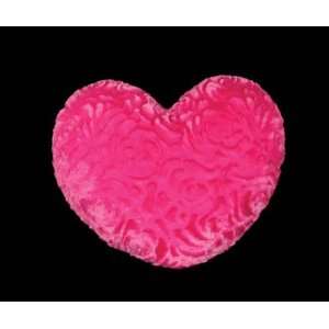 Fuchsia Pink Swirly Print Plush Heart Shaped Girls Room Throw Pillow