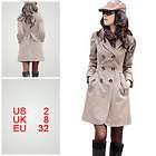 Gry Notched Lapel Belted Autumn Trench Coat for Lady XS  