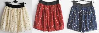 Floral Dots Leopard Sweet Lady Girls High Waist Chiffon Mini Skirt 