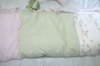 GLENNA JEAN CHLOE Crib Bedding Set 5pc Pink Green cream floral Baby 