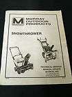 MURRAY OUTDOOR PRODUCTS SNOWTHROWER TECHNICAL SERVICE MANUAL 