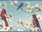 Wallpaper Border Designer Birds In Dogwoods Cardinal, Blue Bird, On 