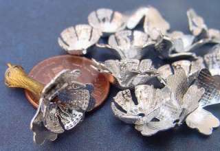 Vintage Silver Aluminum Metal Stackable Flower Beads  