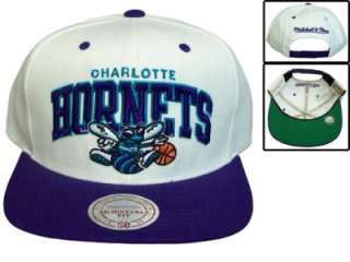   Hornets hat SNAPBACK Mitchell and Ness white with purple bill  