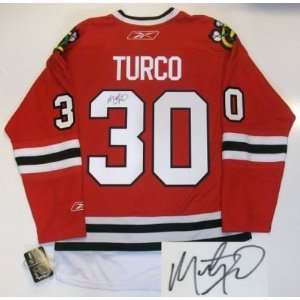  Signed Marty Turco Jersey   Chicago Blackhawks Rbk Sports 