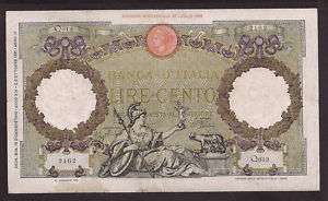 ITALY WW2 1940 100 LIRE LARGE NOTE   2162  