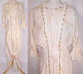   Titanic Pink Rose Print Batiste Silk Ribbon Rosette Hobble Skirt Dress