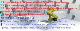 Speed Dome PTZ cctv camera Sony 480TVL 27x 35°/s 256pre  