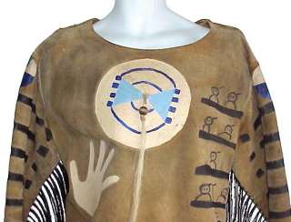 INDIAN FRINGED HANDPAINTED BUCKSKIN HORSEHAIR OUTFIT  