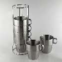 Stainless Steel Coffee Mug (6oz) Saucer Set (SSK15003A)  