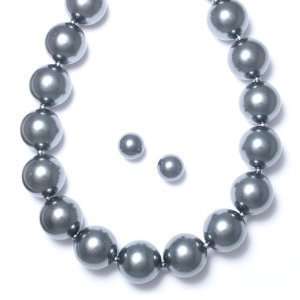  Bold 22mm Pearl Grey Necklace Set 
