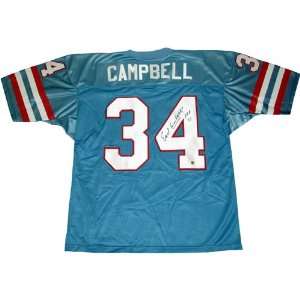  Earl Campbell Blue Oilers Pro Style Jersey w/ HOF Sports 