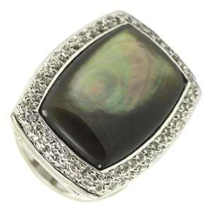  Black Mother of Pearl & Pave Ring Jewelry