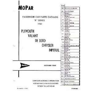  1961 MOPAR CHRYSLER DESOTO PLYMOUTH Parts Book List 