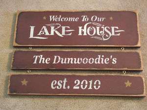   , Customized, WELCOME TO OUR LAKE HOUSE wood sign primitive  