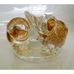  Holder  100% Handcrafteed Glass Hippos and Glass Jar Candle Hoder 