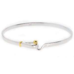    Sterling Silver Bangle Bracelet with Vermeil Detail Jewelry