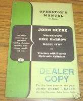 John Deere FW Disk Harrow Parts & Operators Manual jd  