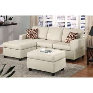 3PC Modern Style Reversible Sectional Sofa Set With Cocktail Ottoman 
