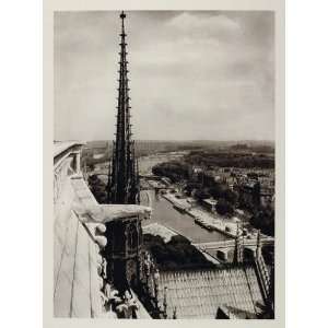  1927 View Seine Paris France Notre Dame Tower VERY NICE 