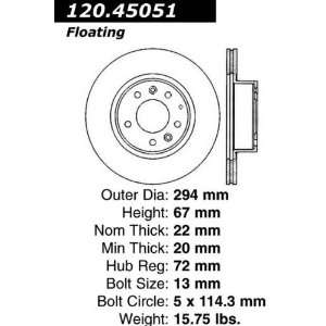  Centric Parts 120.45051 Premium Brake Rotor with E Coating 