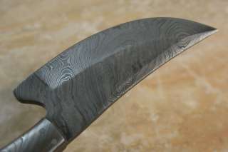 Custom damascus hunting knife. Horn handle. Full tang blade.Top sheath 