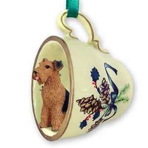  Airedale Teacup Christmas Ornament