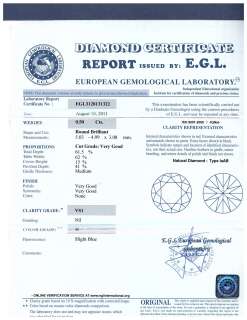 5CT H VS1 Round EGL Israel Certified Natural Brilliant Loose Diamond 