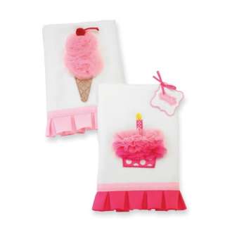   Pie Baby Girl Party Time Ice Cream / Cupcake Burp Cloths NEW  